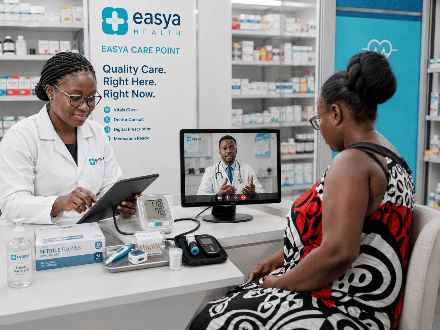 Doctor on remote consultation from a Care Point